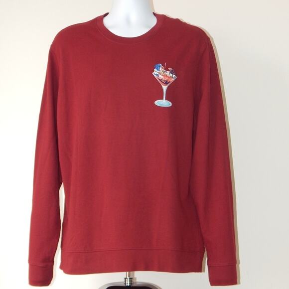 GRAHAM TINI by Robert Graham Long Sleeve Knit Top Sweater in Burgundy Men's XL - Picture 2 of 8